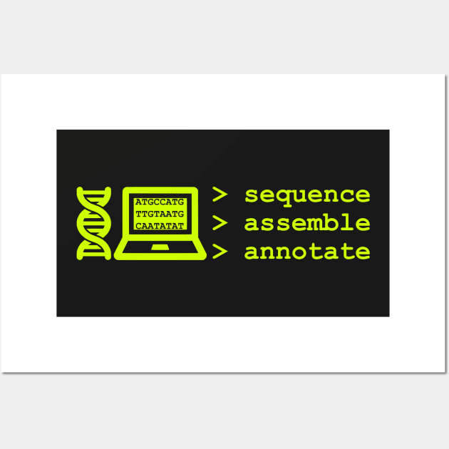 Bioinformatics Genome Sequence Assemble Annotate Green Wall Art by MoPaws